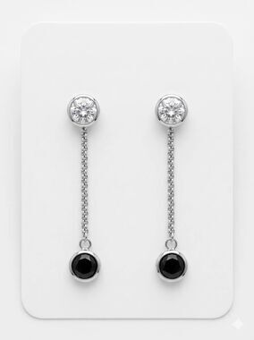 💜NIB Lia Sophia Clear & Black Rhinestone Dangling Drop Earrings